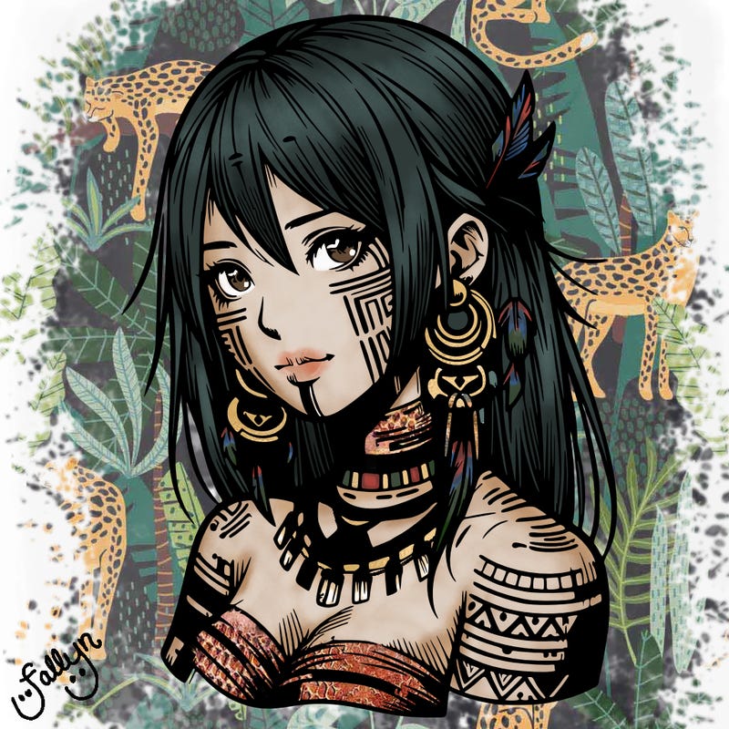 realistic tribal manga woman