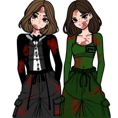 two girls with crop top with baggy pants