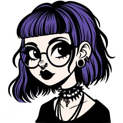 gothic girl with a mullet and glasses