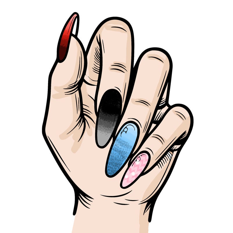 hand with plain acrylic nails