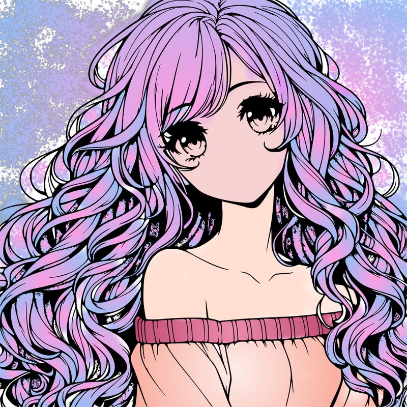 realistic, anime girl with really long curly hair