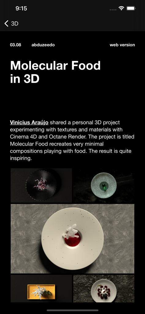 abdz.do - Molecular Food in 3D article on the Abduzeedo design app