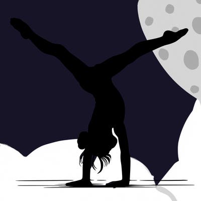 realistic gymnastic hand stand girl in four splits