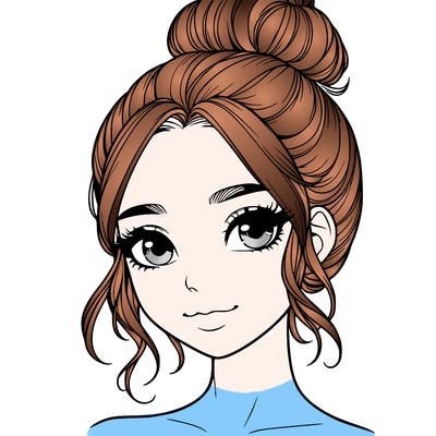 realistic pretty girl with hair in bun