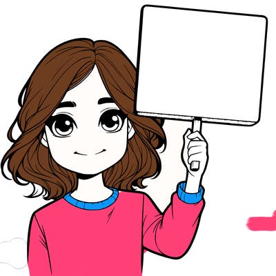 realistic girl holding up a sign