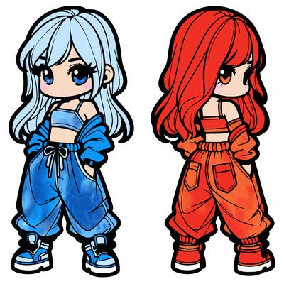 girl in crop top and baggy pants