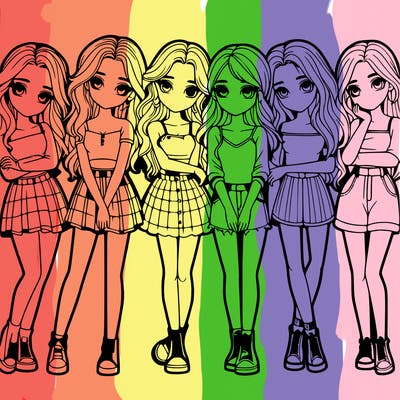 a group of girls realistic