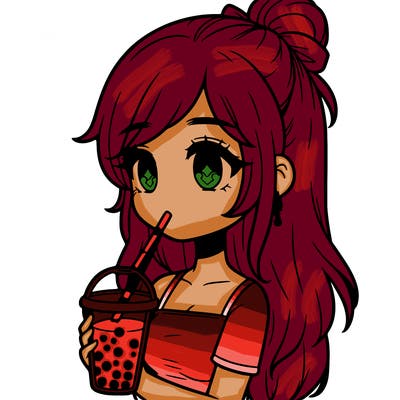 realistic girl drinking boba tea