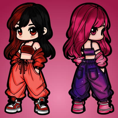 girl in crop top and baggy pants