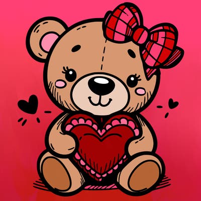 teddy bear hugging a heart
