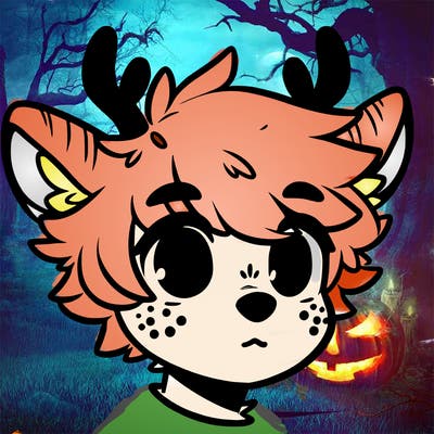 a humanoid deer with soft fluffy ears