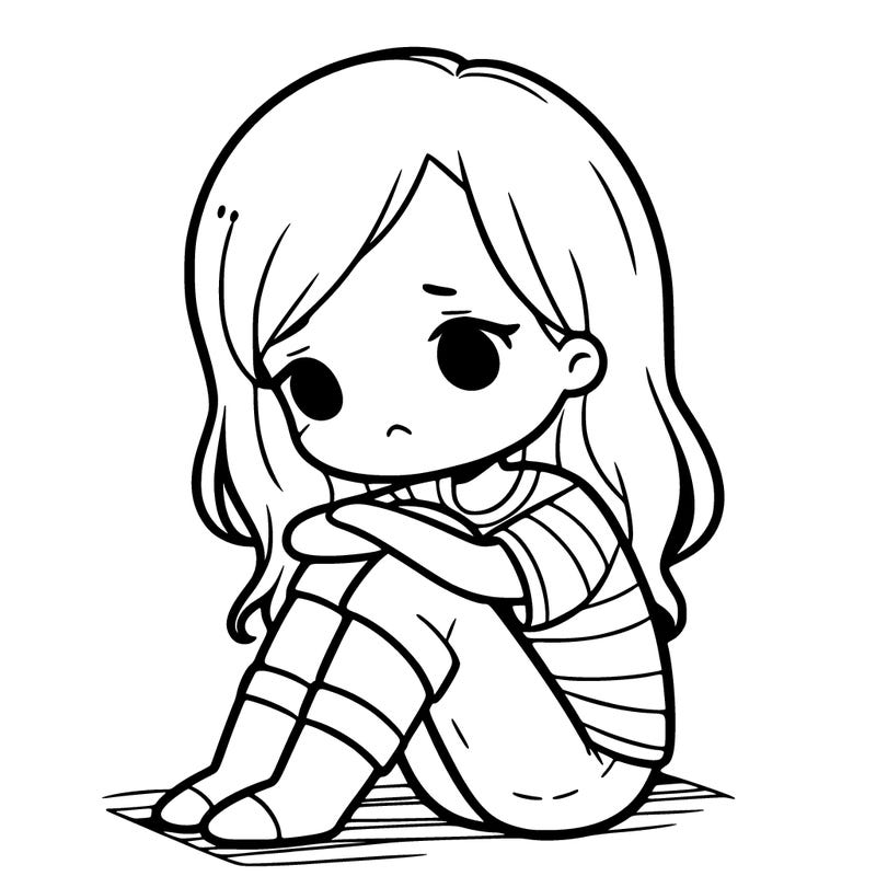 sad girl sitting on the floor