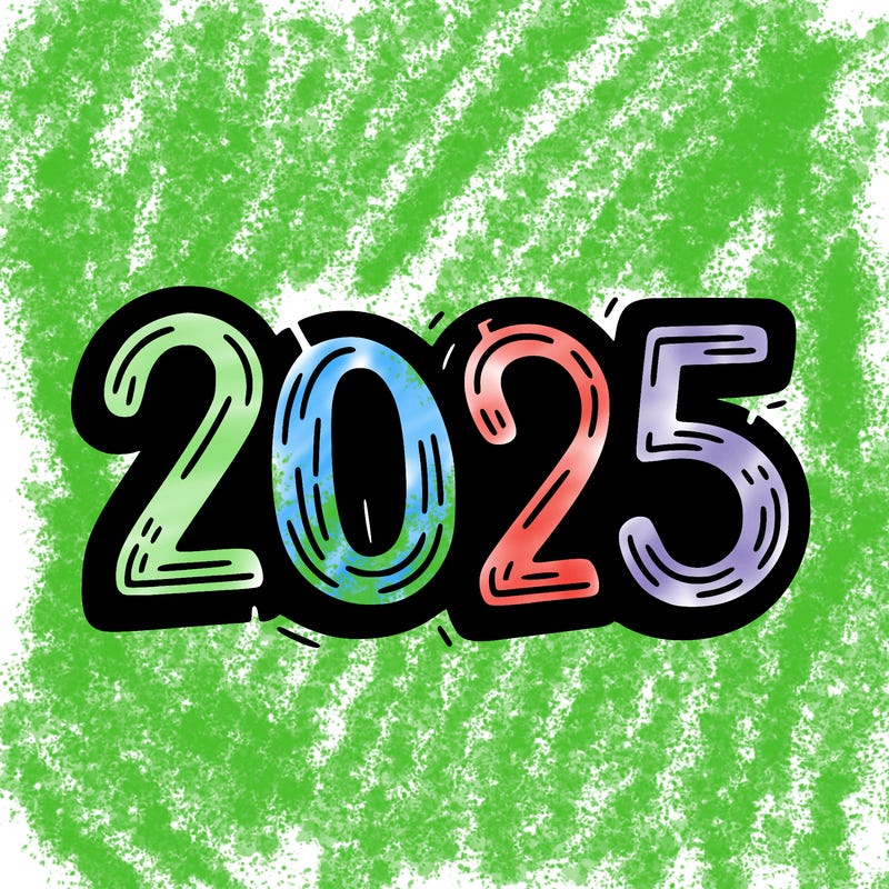 one line scrawled numbers sketch design “2025”