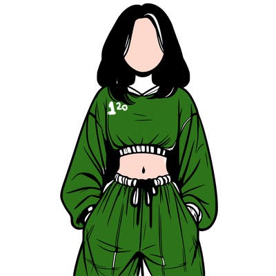 realistic girl faceless with baggy pants and a crop top