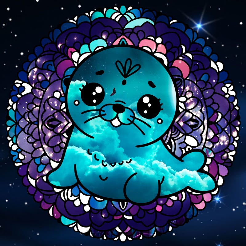 a cute baby seal mandala