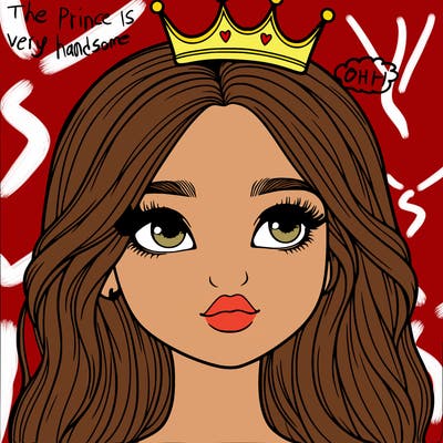 a realistic girl with a crown on