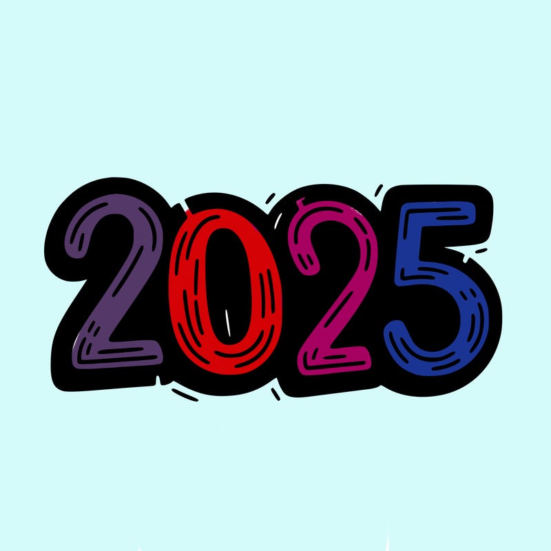 one line scrawled numbers sketch design “2025”