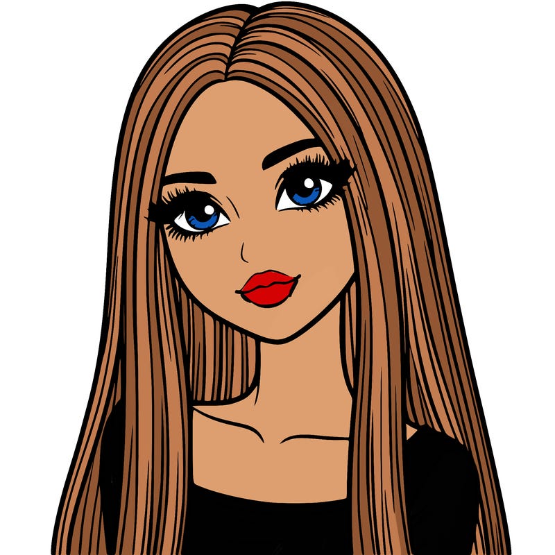 realistic girl with straight and long hair