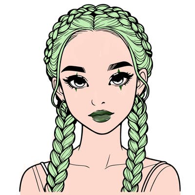 realistic girl with braids