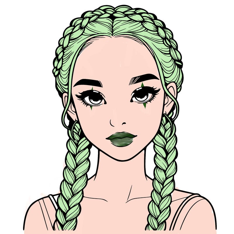 realistic girl with braids