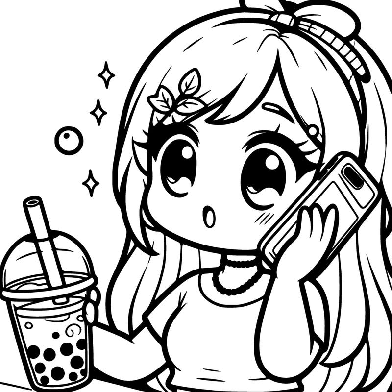 it’s a girl who’s on a phone call with drinking boba