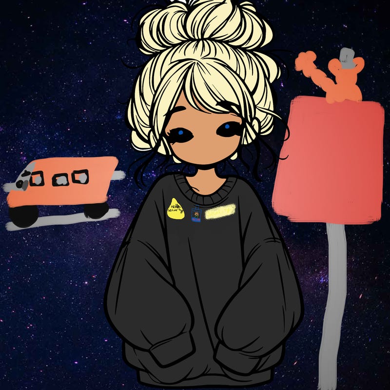 girl with baggy sweatshirt and messy bun