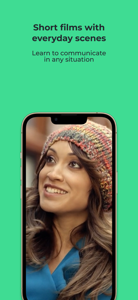 Interfaz de la aplicación ABA English que muestra cortometrajes con escenas cotidianas para el aprendizaje de idiomas.