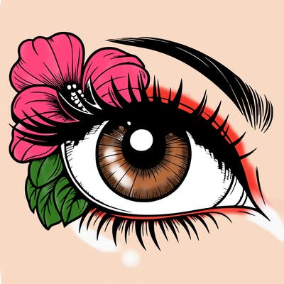realistic eye with flower