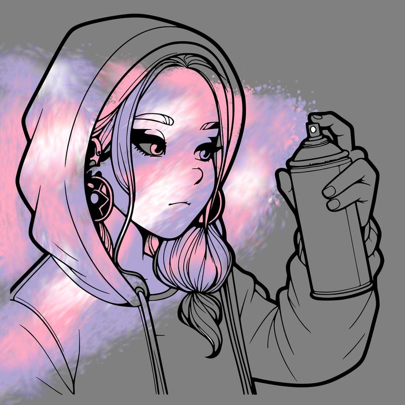 a realistic girl, spray painting