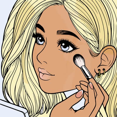 a realistic girl doing her makeup