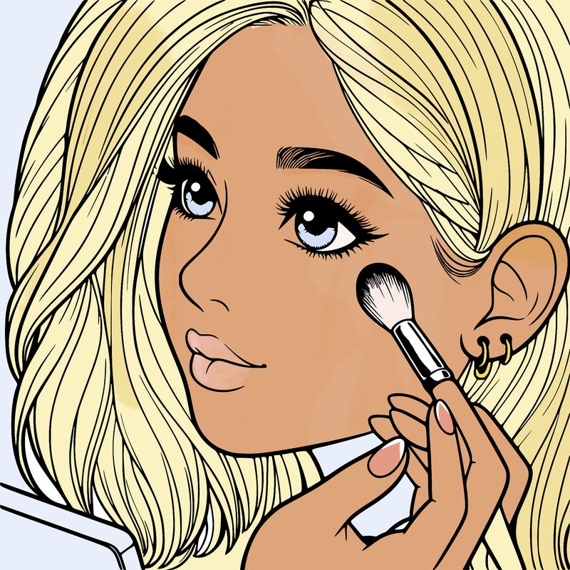 a realistic girl doing her makeup