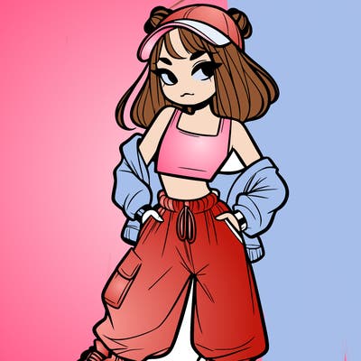 girl in crop top and baggy pants