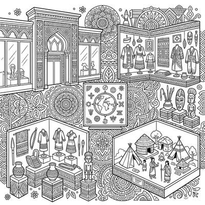 Embark on an educational and artistic journey with this captivating ethnography museum coloring page. Explore diverse cultures, ancient artifacts, and traditional ways of life from around the world.
