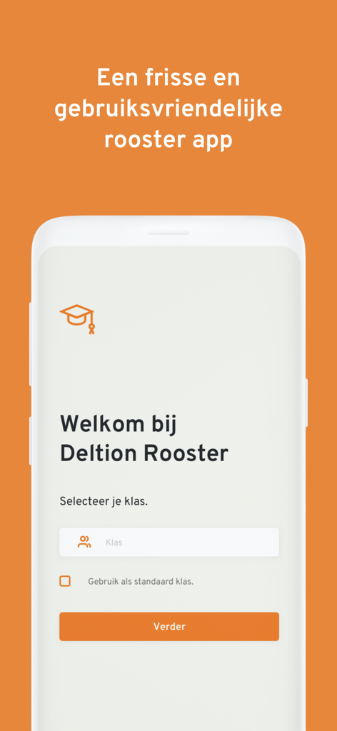 Welcome screen of the Student Rooster app featuring a minimalist design and a student schedule setup interface.