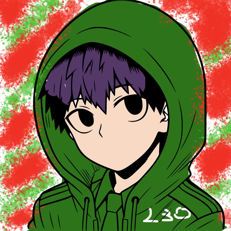 manga character with a hoodie