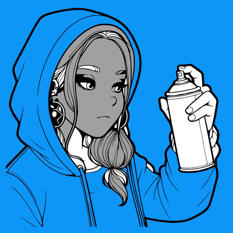 a realistic girl, spray painting