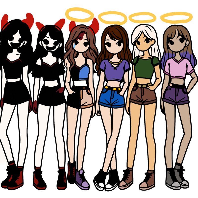 a group of girls wearing crop tops and shorts