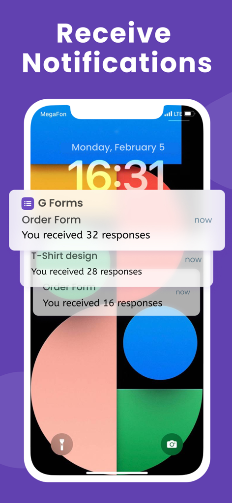 Sperrbildschirm eines iPhones, der Push-Benachrichtigungen für neue Google Formularantworten anzeigt.