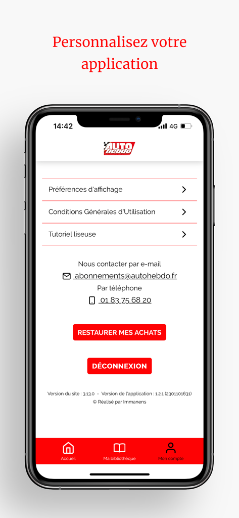 AUTOhebdo Magazine - User account and settings screen of the AUTOhebdo Magazine app