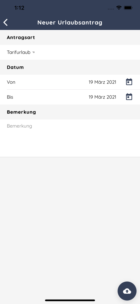 zvoove Work - Neues Urlaubsantragsformular in der mobilen Anwendung zvoove Work