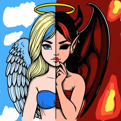 realistic angel half demon