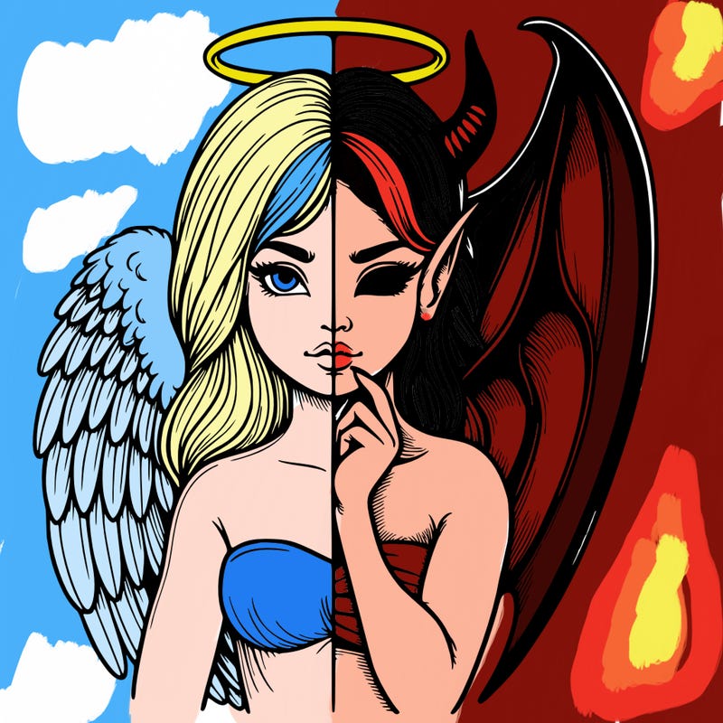 realistic angel half demon