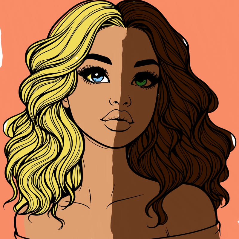 realistic girl with wavy hair and lips
