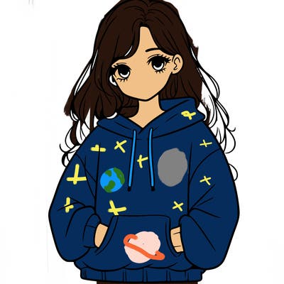 a teen girl with a oversized sweatshirt