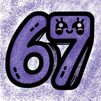 the numbers 67