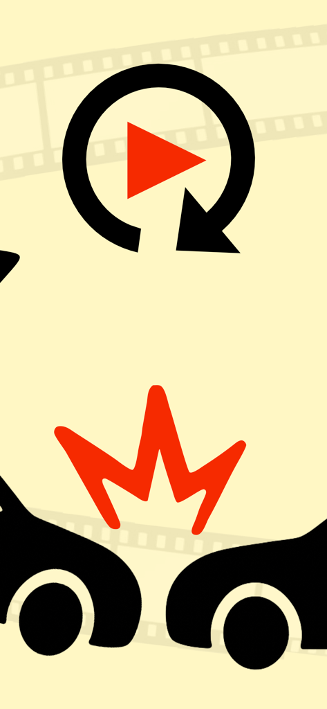 자동차 충돌과 루프 녹화 기호 그림