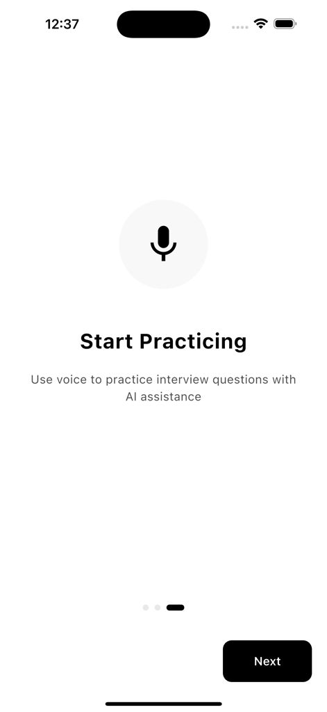 Interview Ai Assistant - Pantalla de inicio de Asistente de Entrevistas IA para practicar con voz