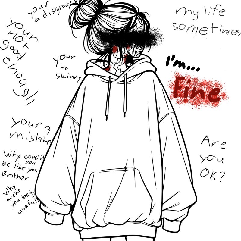 realistic girl with a oversized sweatshirt on and a bun