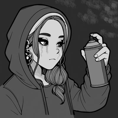 a realistic girl, spray painting