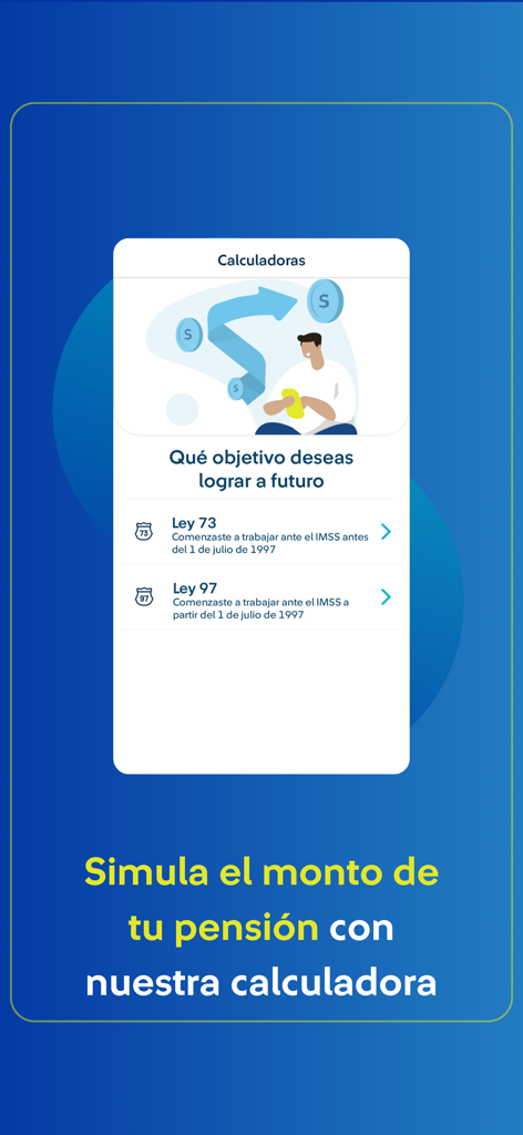 Afore SURA mobile app screen showing the pension simulator calculator for retirement planning